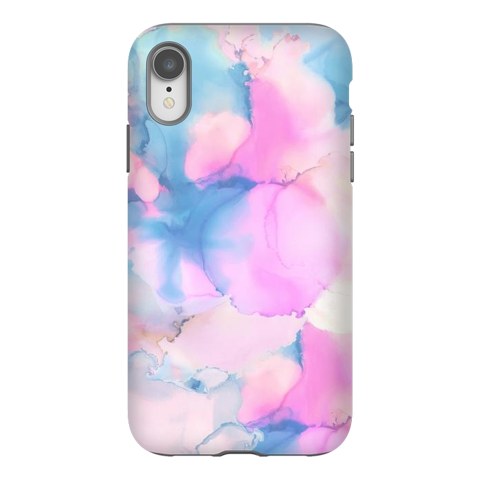iPhone Xr StrongFit Pink blue watercolor abstract painting by Oana 