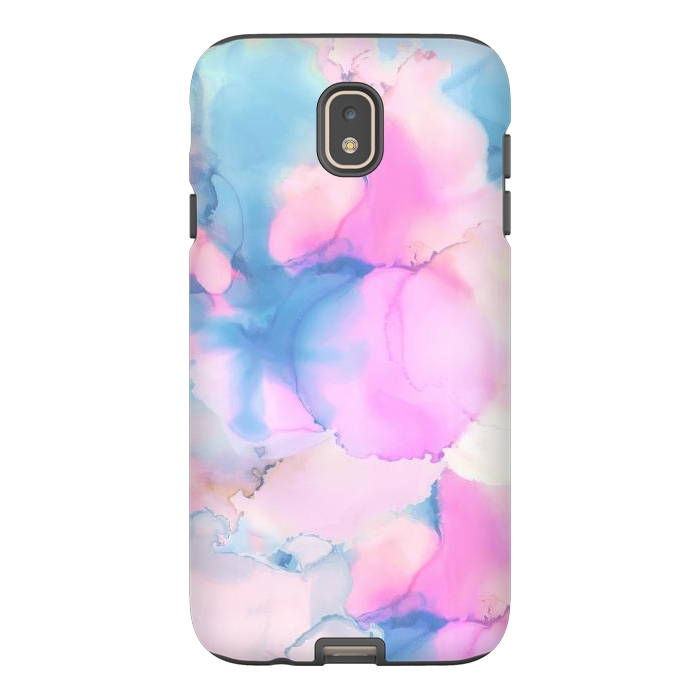 Galaxy J7 StrongFit Pink blue watercolor abstract painting by Oana 