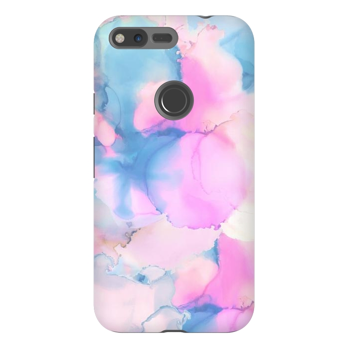Pixel XL StrongFit Pink blue watercolor abstract painting by Oana 