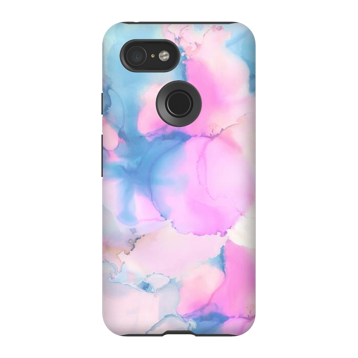 Pixel 3 StrongFit Pink blue watercolor abstract painting by Oana 