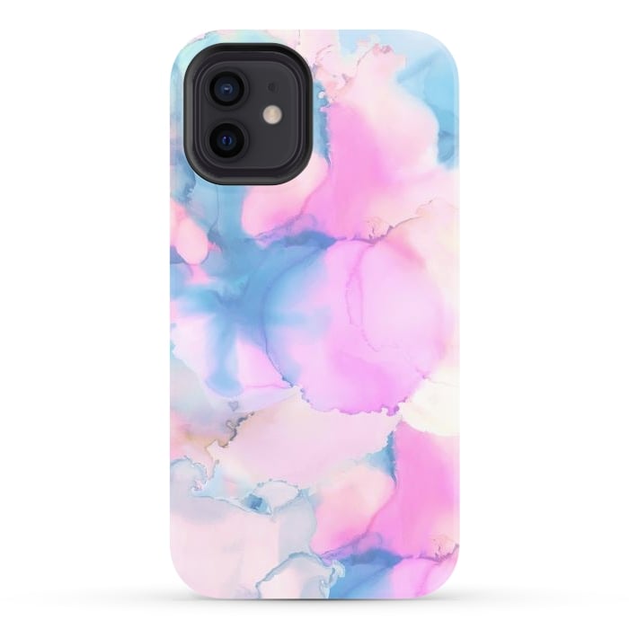 iPhone 12 StrongFit Pink blue watercolor abstract painting por Oana 