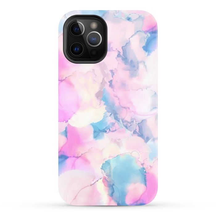 iPhone 12 Pro Max StrongFit Pink blue watercolor abstract painting by Oana 