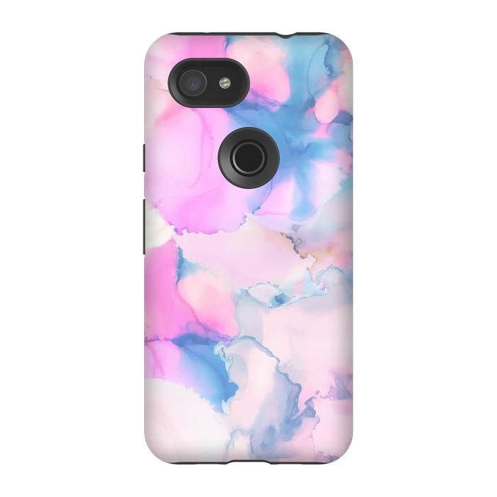 Pixel 3A StrongFit Pink blue watercolor abstract painting by Oana 