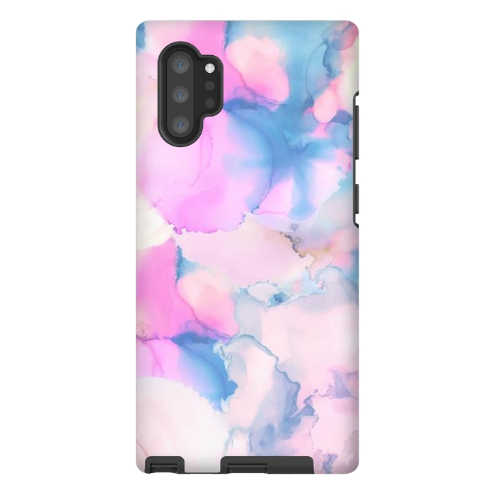 Galaxy Note 10 plus StrongFit Pink blue watercolor abstract painting by Oana 