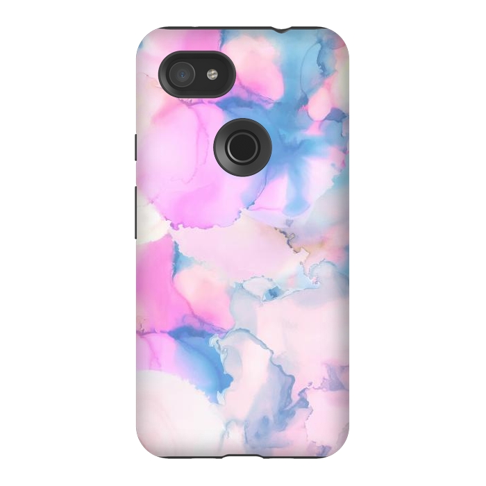 Pixel 3AXL StrongFit Pink blue watercolor abstract painting by Oana 