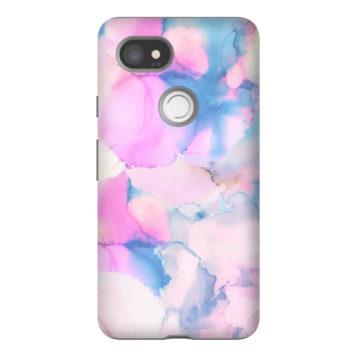 Pixel 2XL StrongFit Pink blue watercolor abstract painting by Oana 