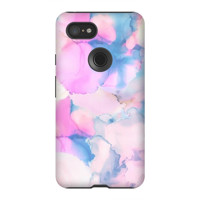 Pixel 3XL StrongFit Pink blue watercolor abstract painting by Oana 