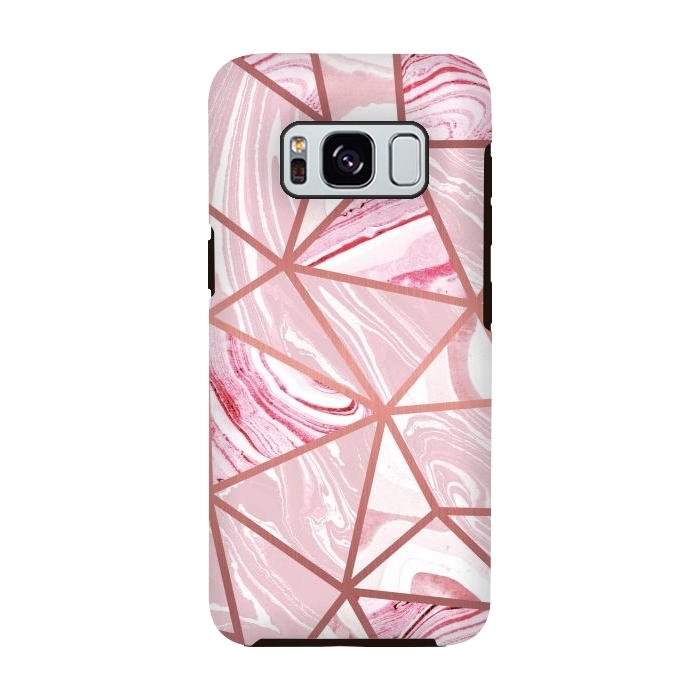 Galaxy S8 StrongFit Candy pink marble and rose gold triangles by Oana 