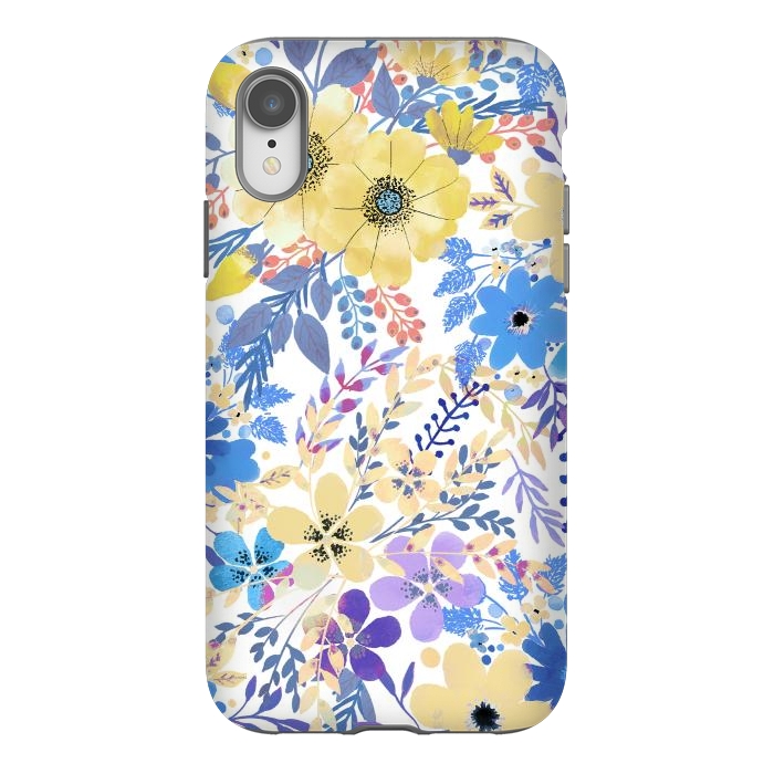 iPhone Xr StrongFit Yellow blue watercolor wildflowers by Oana 