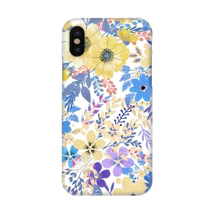 iPhone X SlimFit Yellow blue watercolor wildflowers by Oana 