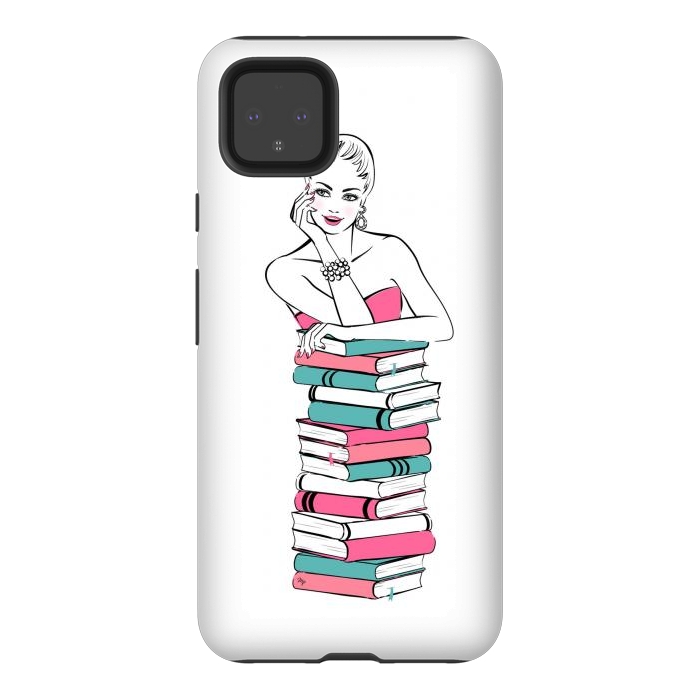 Pixel 4XL StrongFit Lady Bookworm by Martina
