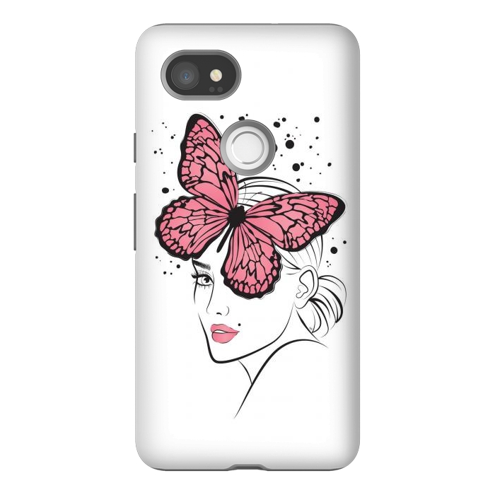 Pixel 2XL StrongFit Pink Butterfly by Martina