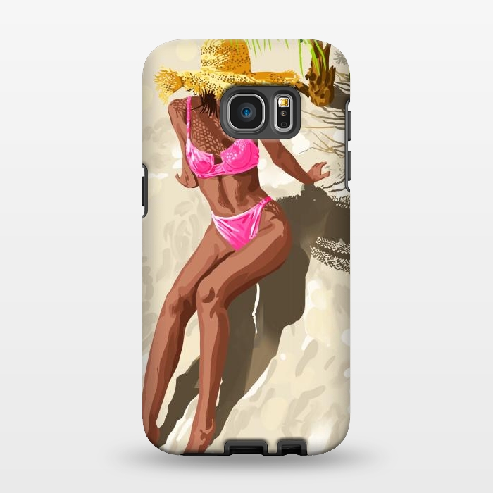 Galaxy S7 EDGE StrongFit Sky above, sand below, peace within poster, Woman of color fashion black woman on the bikini beach by Uma Prabhakar Gokhale