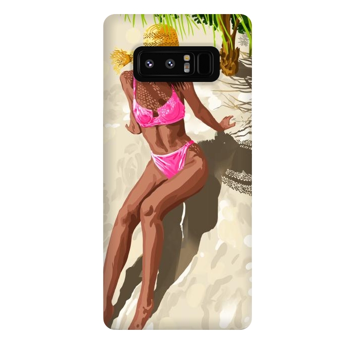 Galaxy Note 8 StrongFit Sky above, sand below, peace within poster, Woman of color fashion black woman on the bikini beach by Uma Prabhakar Gokhale