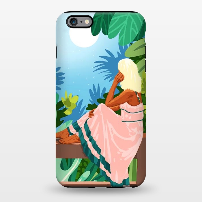 iPhone 6/6s plus StrongFit Forest Moon, Bohemian Woman Jungle Nature Tropical Colorful Travel Fashion Illustration por Uma Prabhakar Gokhale