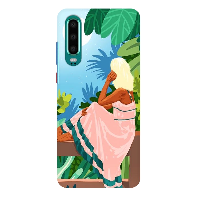 P30 SlimFit Forest Moon, Bohemian Woman Jungle Nature Tropical Colorful Travel Fashion Illustration por Uma Prabhakar Gokhale