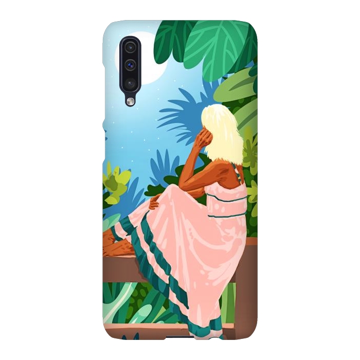 Galaxy A50 SlimFit Forest Moon, Bohemian Woman Jungle Nature Tropical Colorful Travel Fashion Illustration by Uma Prabhakar Gokhale