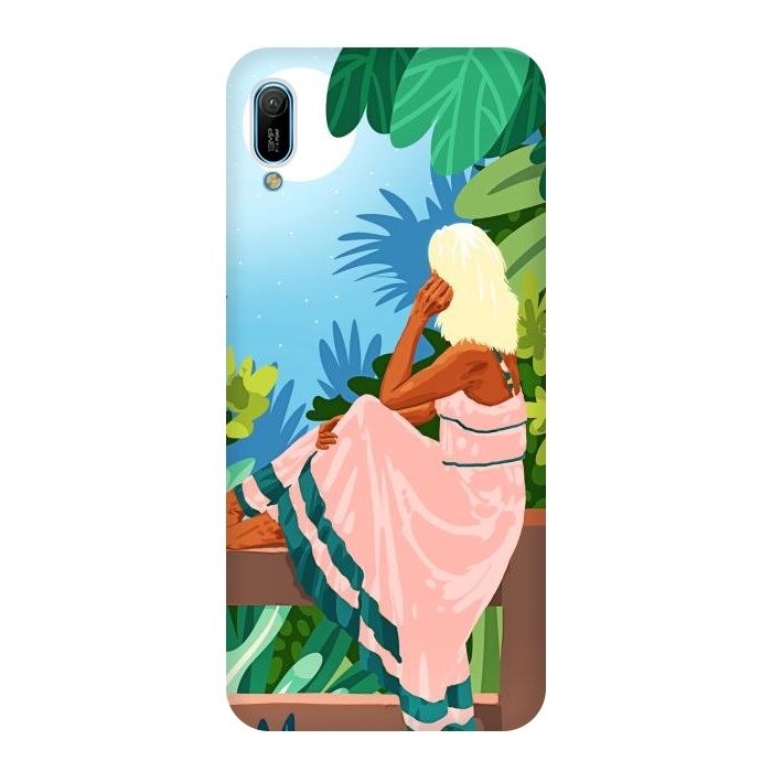 Y6 2019 SlimFit Forest Moon, Bohemian Woman Jungle Nature Tropical Colorful Travel Fashion Illustration por Uma Prabhakar Gokhale