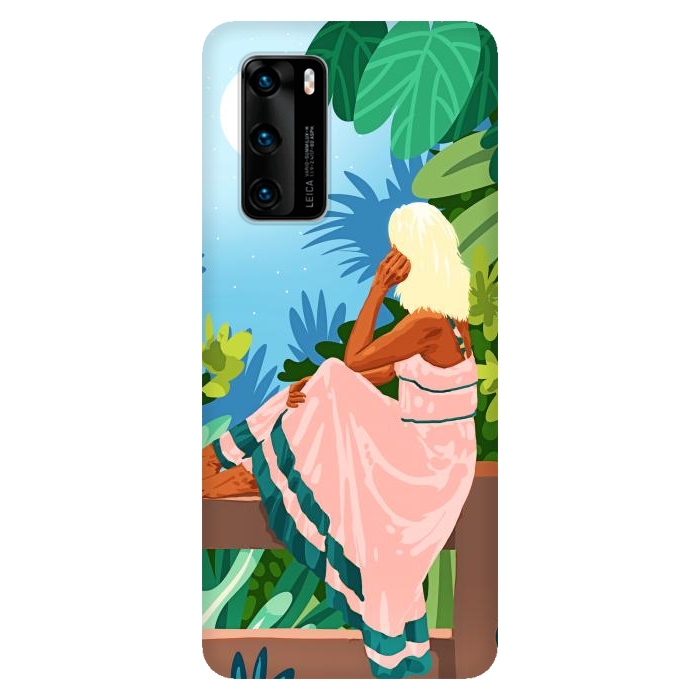 P40 SlimFit Forest Moon, Bohemian Woman Jungle Nature Tropical Colorful Travel Fashion Illustration por Uma Prabhakar Gokhale