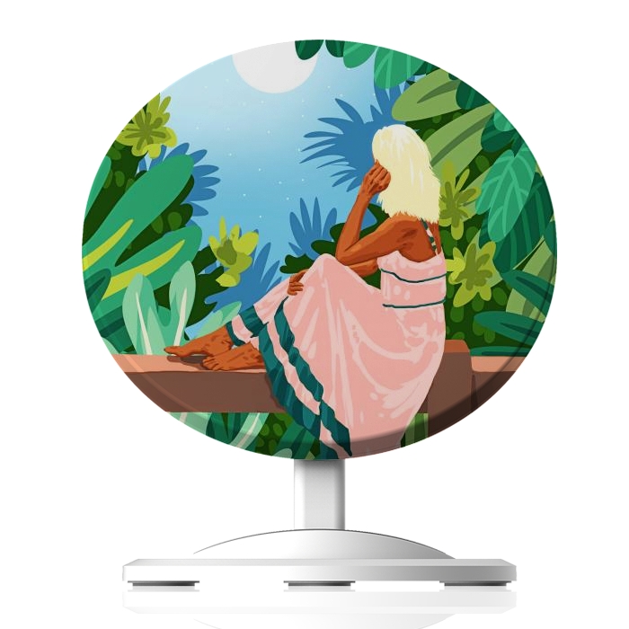 Wireless Charging Docks Designers charger Forest Moon, Bohemian Woman Jungle Nature Tropical Colorful Travel Fashion Illustration by Uma Prabhakar Gokhale