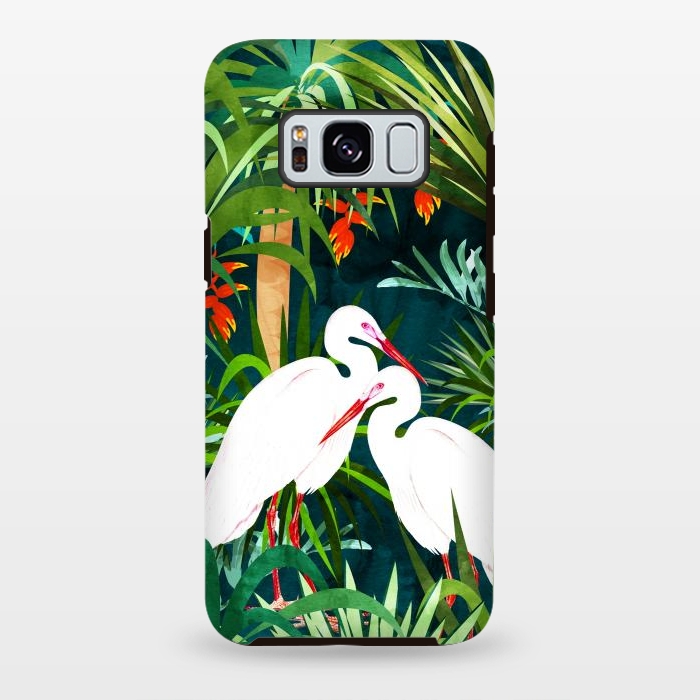 Galaxy S8 plus StrongFit To Me, You're Perfect, Tropical Jungle Heron Watercolor Vibrant Painting, Stork Birds Wildlife Love por Uma Prabhakar Gokhale