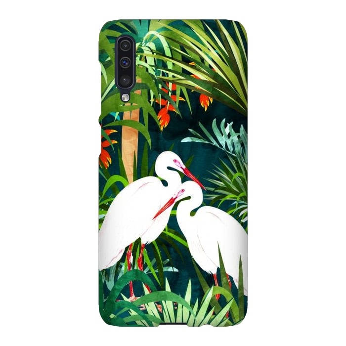 Galaxy A50 SlimFit To Me, You're Perfect, Tropical Jungle Heron Watercolor Vibrant Painting, Stork Birds Wildlife Love by Uma Prabhakar Gokhale