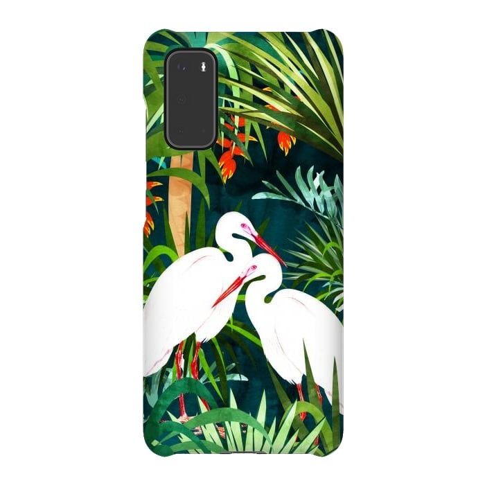 Galaxy S20 SlimFit To Me, You're Perfect, Tropical Jungle Heron Watercolor Vibrant Painting, Stork Birds Wildlife Love por Uma Prabhakar Gokhale