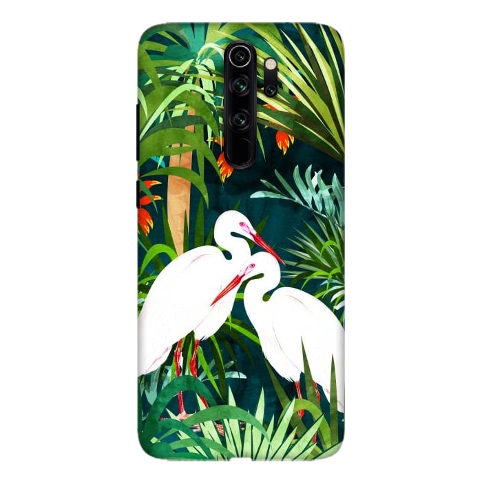 Redmi Note 8 pro SlimFit To Me, You're Perfect, Tropical Jungle Heron Watercolor Vibrant Painting, Stork Birds Wildlife Love por Uma Prabhakar Gokhale