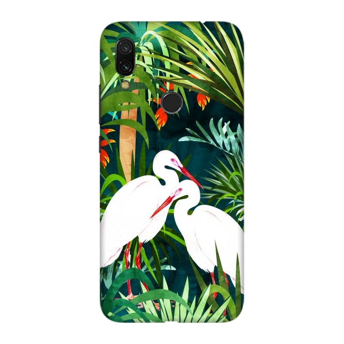 Redmi Note 7 SlimFit To Me, You're Perfect, Tropical Jungle Heron Watercolor Vibrant Painting, Stork Birds Wildlife Love por Uma Prabhakar Gokhale
