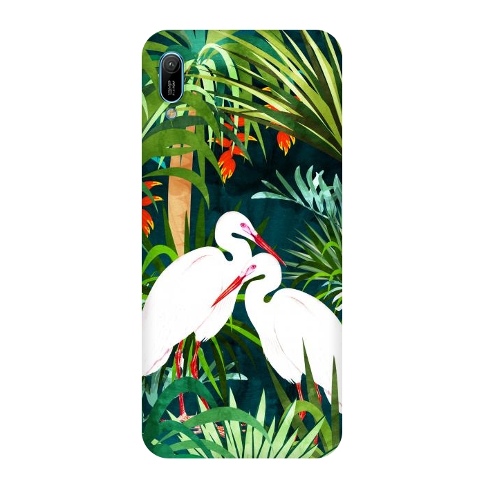 Y6 2019 SlimFit To Me, You're Perfect, Tropical Jungle Heron Watercolor Vibrant Painting, Stork Birds Wildlife Love por Uma Prabhakar Gokhale