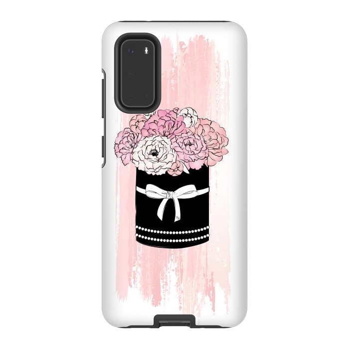 Galaxy S20 StrongFit Flower Box with pink Peonies by Martina
