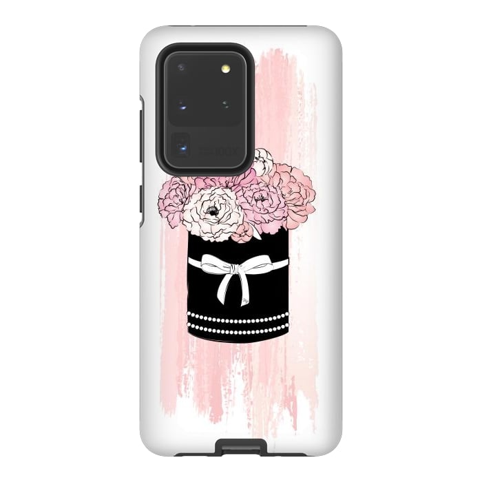 Galaxy S20 Ultra StrongFit Flower Box with pink Peonies by Martina