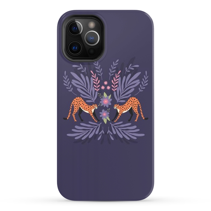 iPhone 12 Pro Max StrongFit Cheetahs pair purple by Jelena Obradovic