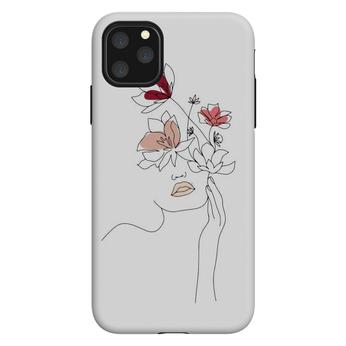 iPhone 11 Pro Max StrongFit Lineart Girl Flowers by DaDo ART