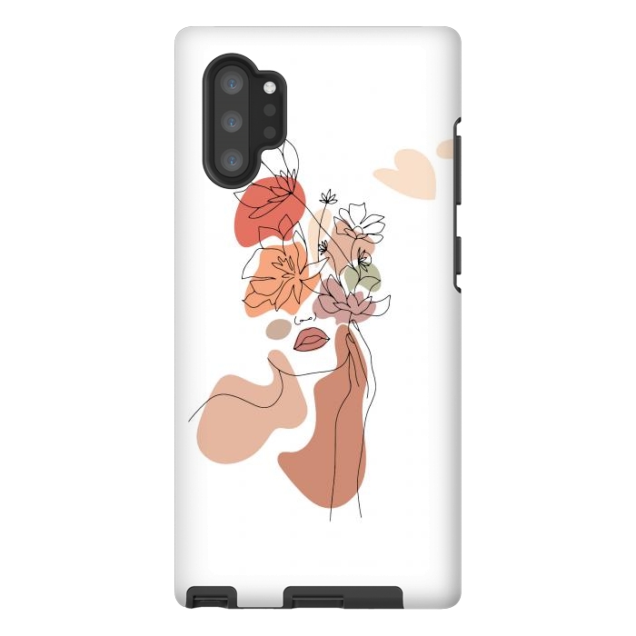Galaxy Note 10 plus StrongFit Lineart Girl With Flowers by DaDo ART