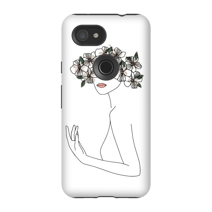 Pixel 3A StrongFit Lineart - Nymph Girl Floral by DaDo ART