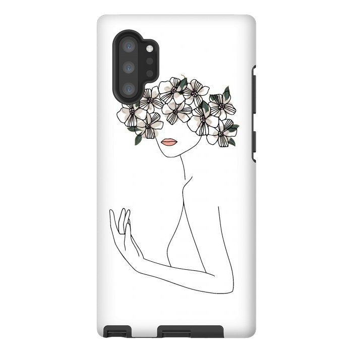 Galaxy Note 10 plus StrongFit Lineart - Nymph Girl Floral by DaDo ART