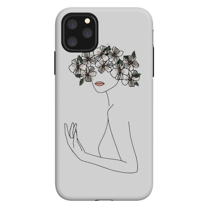 iPhone 11 Pro Max StrongFit Lineart - Nymph Girl Floral by DaDo ART