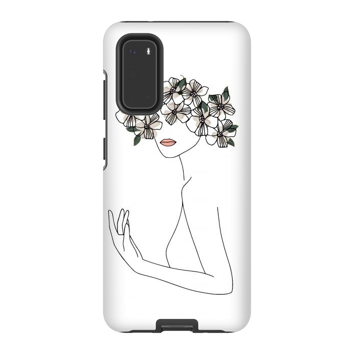 Galaxy S20 StrongFit Lineart - Nymph Girl Floral by DaDo ART