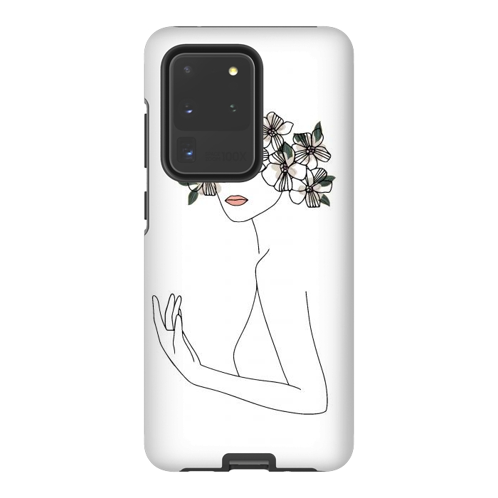 Galaxy S20 Ultra StrongFit Lineart - Nymph Girl Floral by DaDo ART