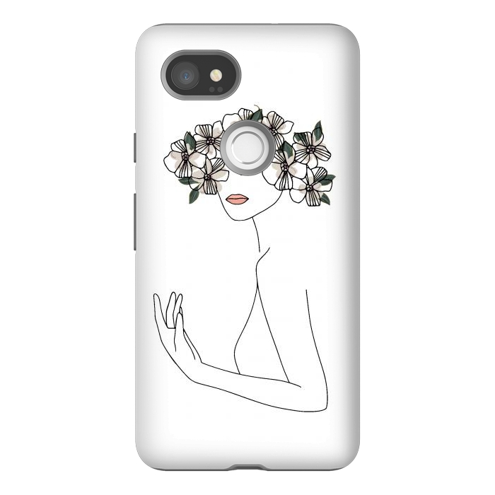 Pixel 2XL StrongFit Lineart - Nymph Girl Floral by DaDo ART