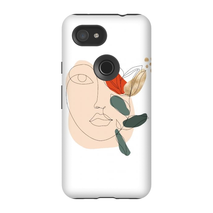 Pixel 3A StrongFit Lineart Face Floral  by DaDo ART