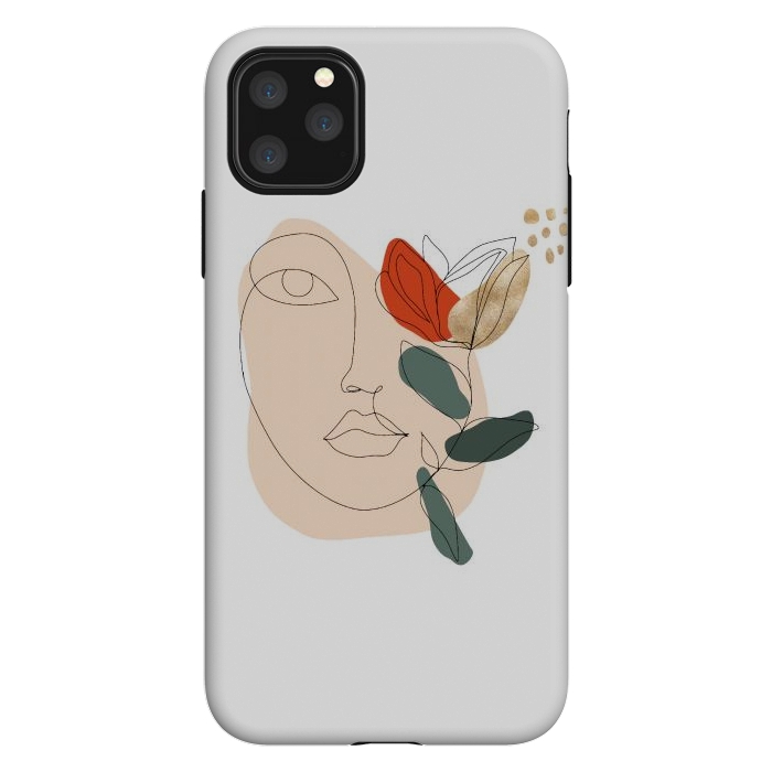 iPhone 11 Pro Max StrongFit Lineart Face Floral  by DaDo ART
