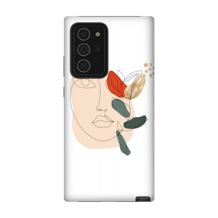 Galaxy Note 20 Ultra StrongFit Lineart Face Floral  by DaDo ART