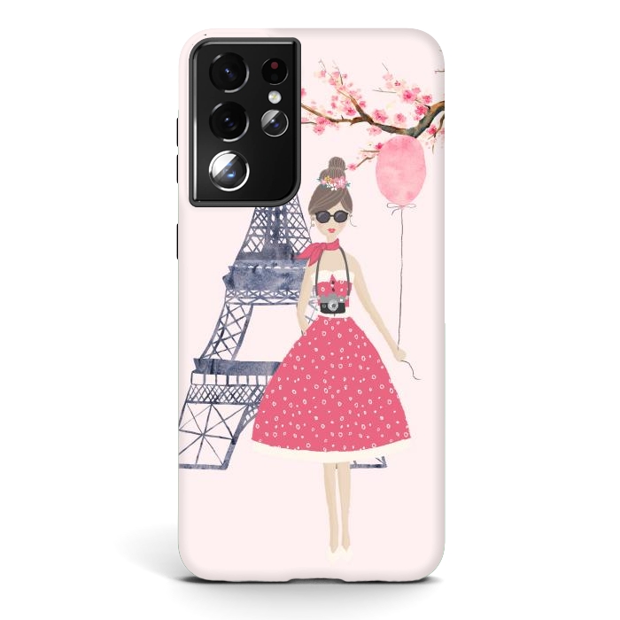 Galaxy S21 ultra StrongFit Trendy Girl in Spring in Paris by DaDo ART