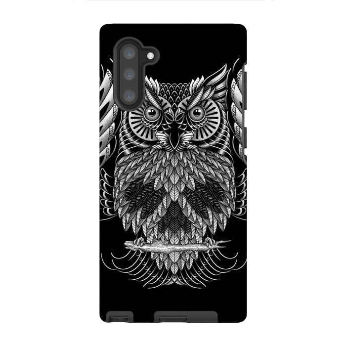 Galaxy Note 10 StrongFit Owl Skull Ornate (Dark) by Afif Quilimo