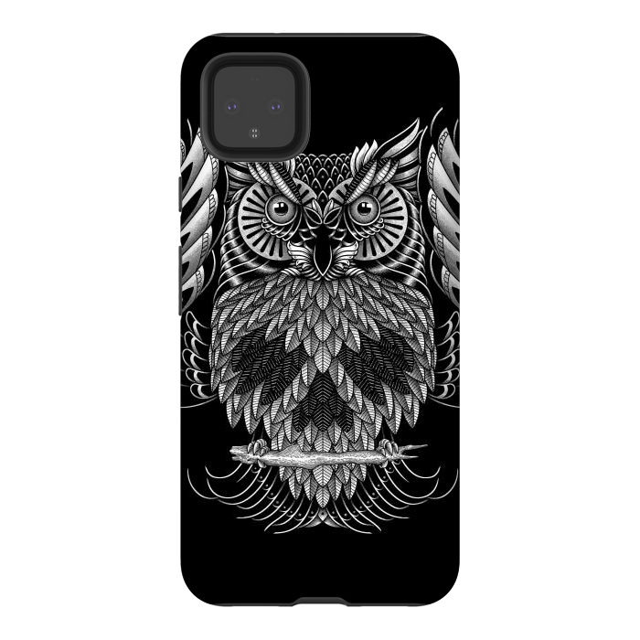 Pixel 4XL StrongFit Owl Skull Ornate (Dark) by Afif Quilimo
