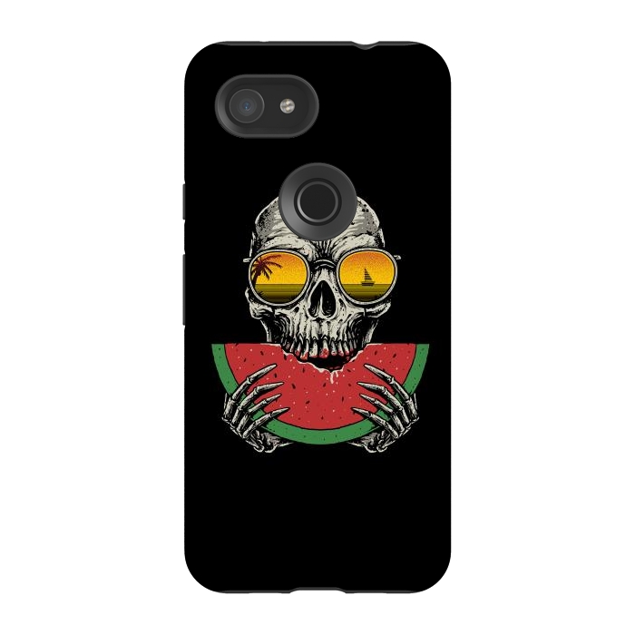 Pixel 3A StrongFit Watermelon Skull by Afif Quilimo
