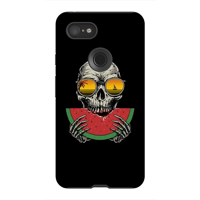 Pixel 3XL StrongFit Watermelon Skull by Afif Quilimo
