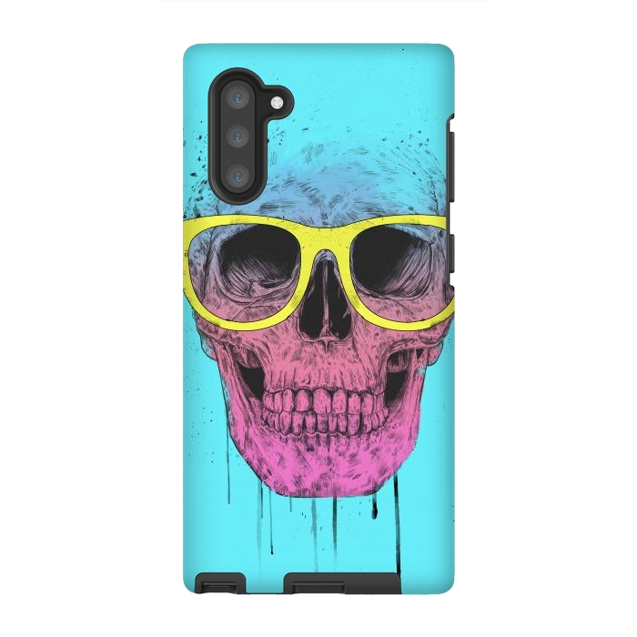 Galaxy Note 10 StrongFit Pop Art Skull With Glasses by Balazs Solti